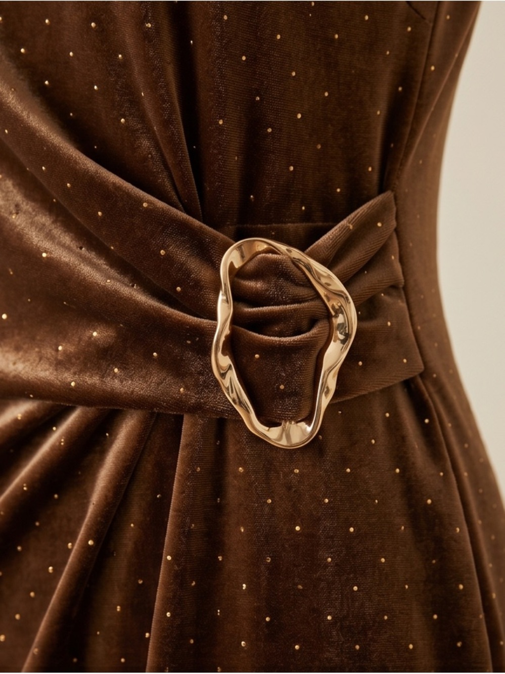 Brown Short-Sleeve Knot-Detail Sheath Dress - Picture 4 of 5